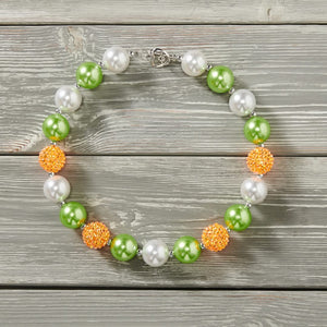 P+L Pearl, Green, Yellow Bubblegum Necklace