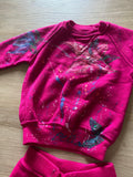 Paint Splatter Dark Pink Sweats Set, 12M