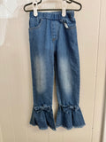 Boutique Blue Bow Denim Bell Bottoms, 5-6Y