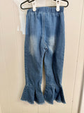 Boutique Blue Bow Denim Bell Bottoms, 5-6Y