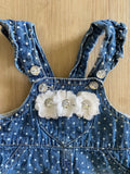 Polka Dot Denim Flower Overalls, 0/3M