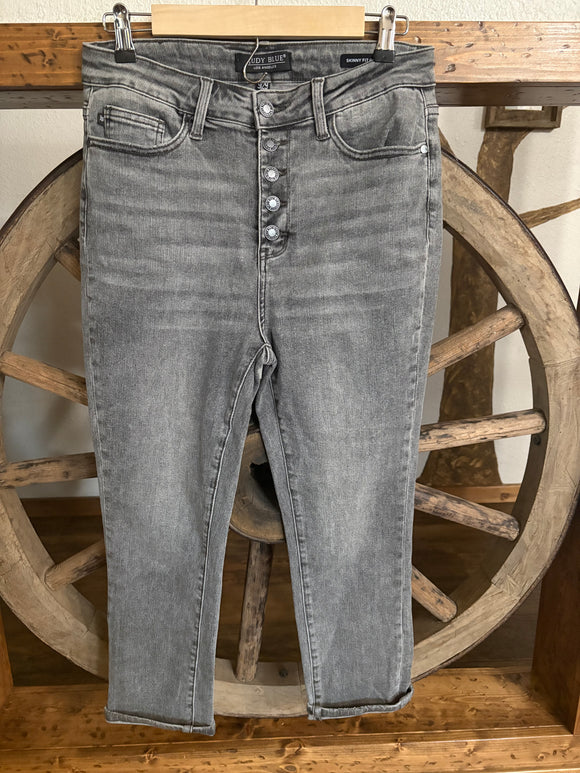Judy Blue, Stretch Skinng Fit Capri, Gray, 9 (29)