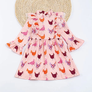 Boutique Chicken Dress, L (4T) & XL (5T)