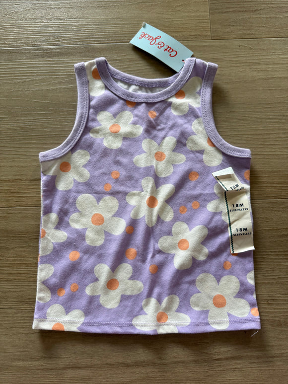 NWT Cat & Jack Purple Flower Tank, 18M