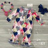 Geo Hearts Romper, 9-12M