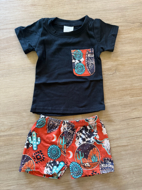 Boutique 'The Wild One' Shorts Set, 3-6M