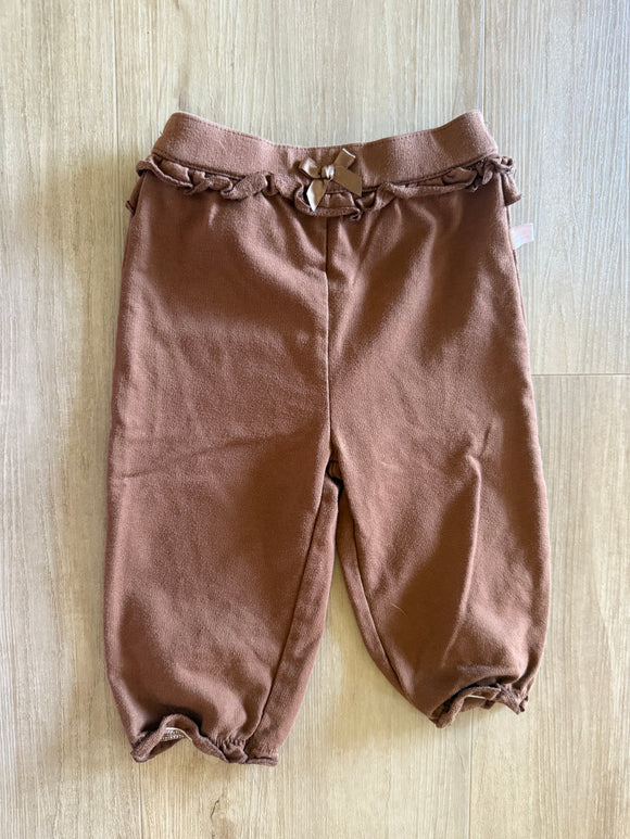 Small Wonders Brown Ruffle Sweatpants, 6-9M
