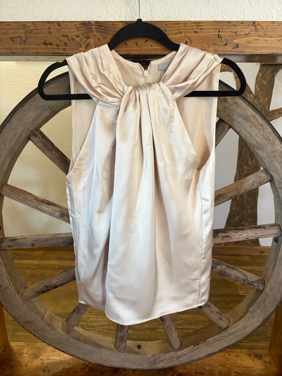 H & M, Tan Blouse, Zipper Back, Sleeve Less, Med