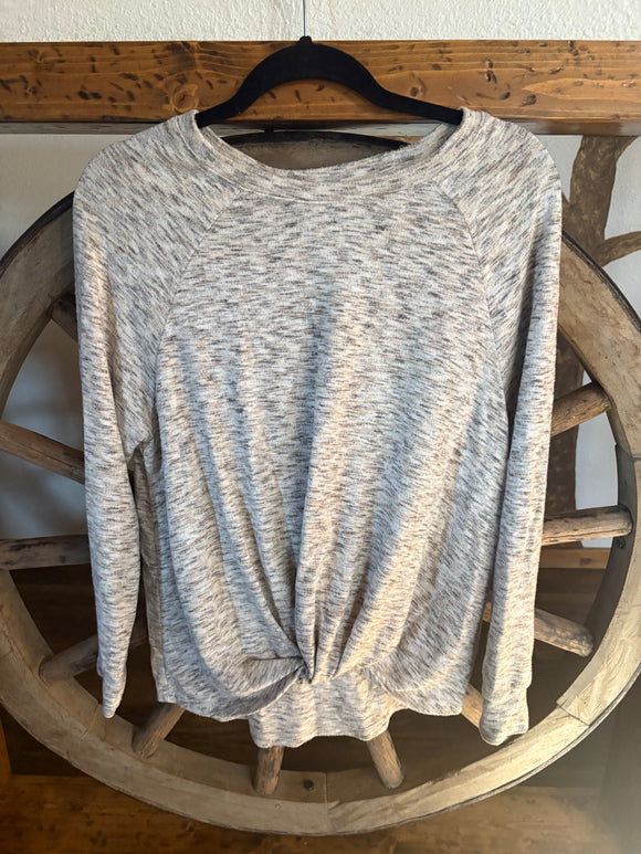 Time and True, Pull Over, Tan, Long Sleeve, Gathered at waist, Shirt, L (12-14)