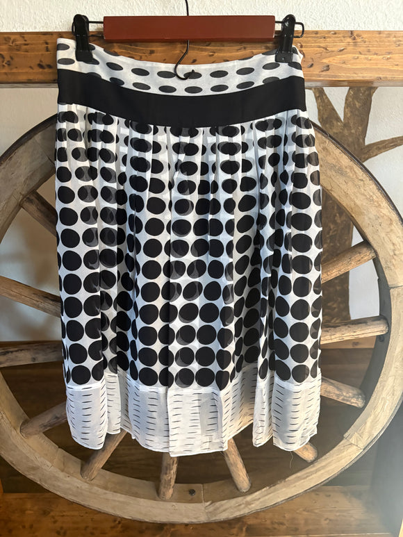Alfani, Black & White Polka-Dot Skirt, Side Zipper, Pleated, 4