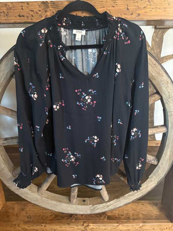 A,N.A. a New Approach, Long Sleeve, Loose Fit, V-Neck, Pull over Blouse, L