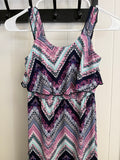 Three Pink Hearts Navy/Purple/Mint Aztec Dress, 10