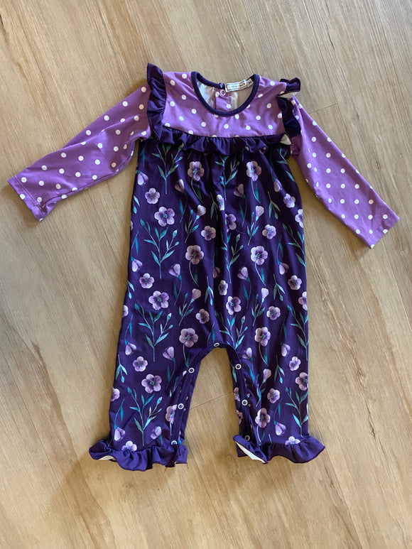 Little Millie Boutique Purple Flower Romper, 24M