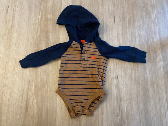 Carter's Dinosaur, Striped Hooded Onesie, 6M