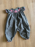 Claire & Charlie Safari, Polka Dot Smocked Romper, 18M