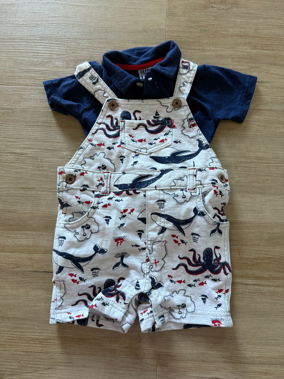 Little Lad Ocean Overall Set, 24M