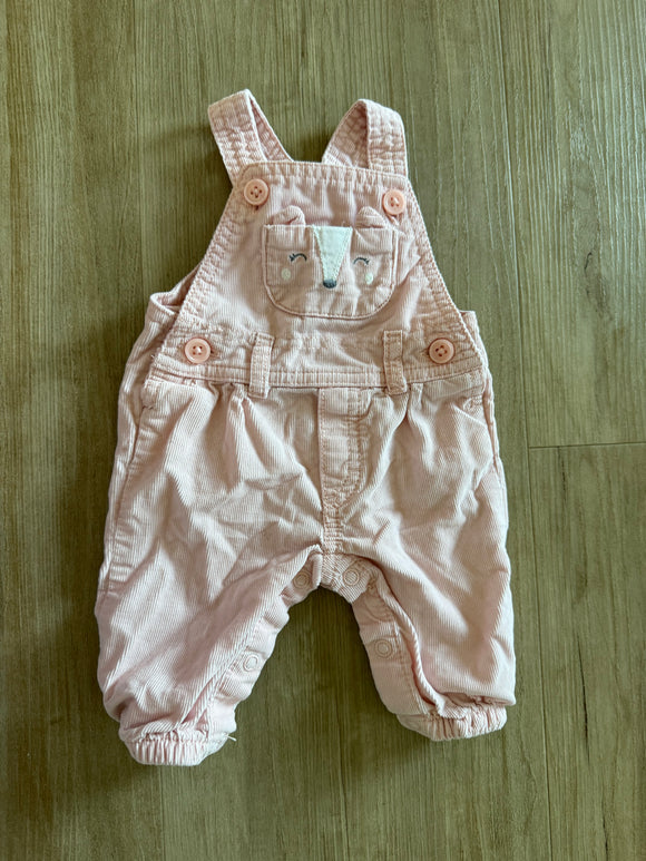 Carter's Pink Corduroy Fox Overalls, NB