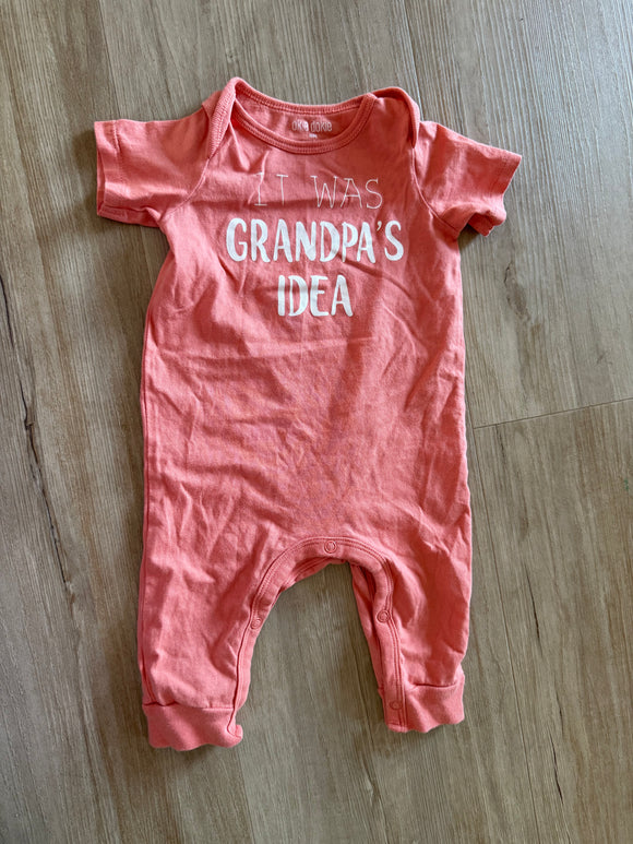 Okie Dokie 'It was Grandpa's idea' Romper, 6M