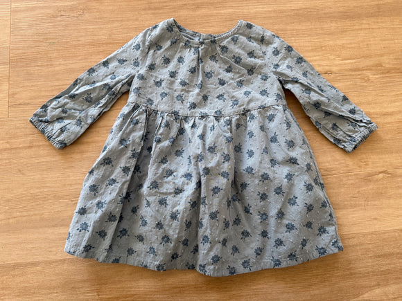 Carter's Dusty Blue Floral Dress, 12M