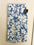 NWT Grayson Threads Kids Blue/white Floral Linen Wide Leg Pants, S(6/7)