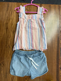 Carter's Striped Top & Cat & Jack Light Blue Shorts Set, 3T