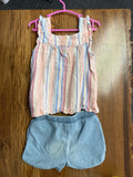 Carter's Striped Top & Cat & Jack Light Blue Shorts Set, 3T