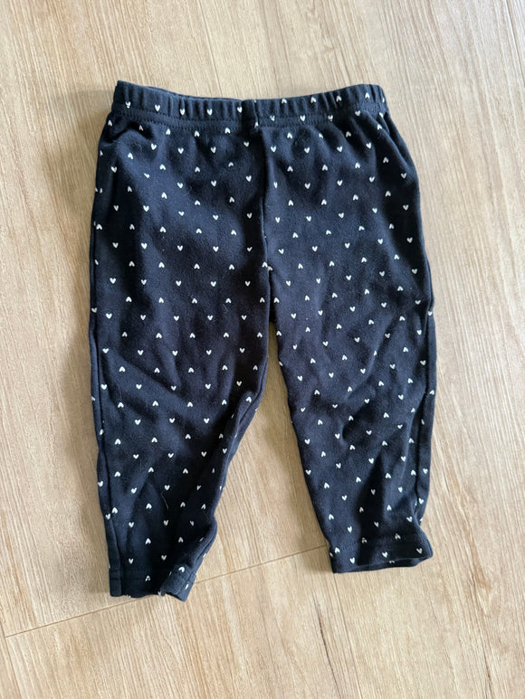 Carter's Black, Heart Print Pants, 9M