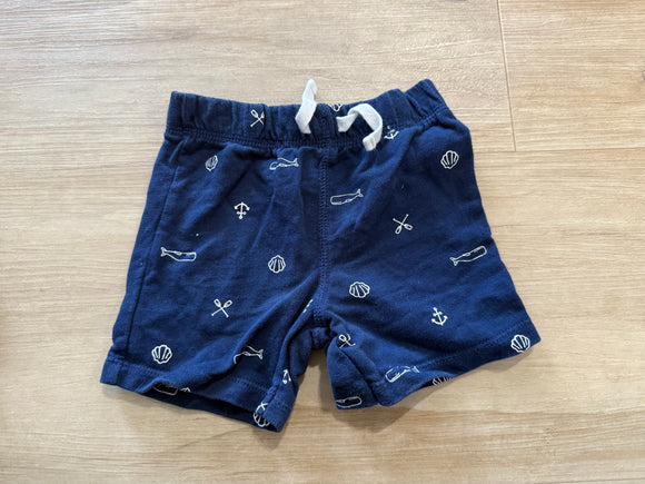 Carter's Navy Sea Print Cotton Shorts, 12M