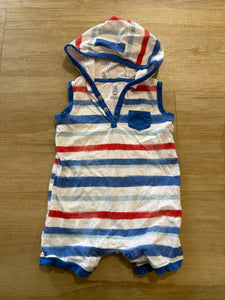 Carter's Red/White/Blue Striped Hooded Romper, 18M