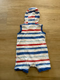 Carter's Red/White/Blue Striped Hooded Romper, 18M