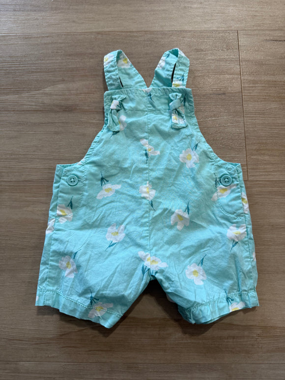 Carter's Blue Floral Shorts Overalls, 3M