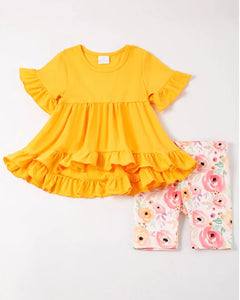 Okie & Lou Yellow Floral Set, 3XS (0-6M)