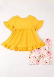 Okie & Lou Yellow Floral Set, 3XS (0-6M)