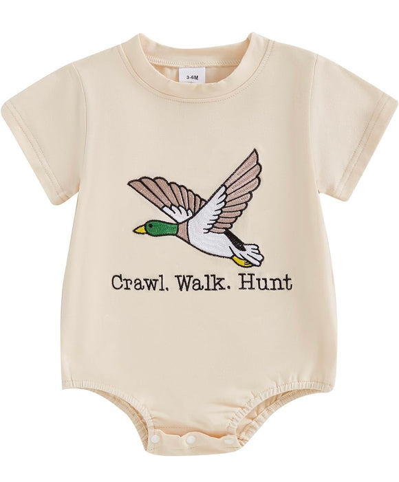 Boutique 'Crawl, Walk, Hunt' Romper, 12-18M