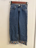 Zara Embroidered Heart Rolled Hem Jeans, 6-7Y
