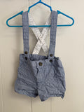 Carter's Blue Striped Suspender Shorts, 6M