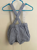Carter's Blue Striped Suspender Shorts, 6M