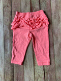 Bright Orangish/Pink Ruffle Butt Leggings, 3-6M