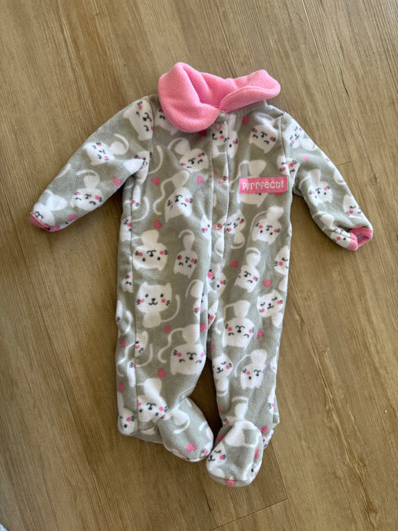 Wee Play Fleece Kitty Sleeper, 0-3M