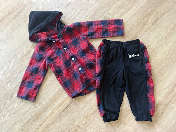 Boutique Plaid 'Littleman' Set, 2-3T