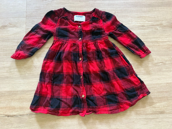 Old Navy Buffalo Plaid Button Down Dress, 2T