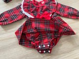 Christmas Plaid Dress Onesie & Headband, 70 (6-12M)