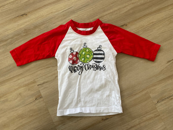 Merry Christmas 3/4 Sleeve Tee, 3T