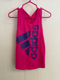 Adidas Pink, Navy Logo Racerback Tank, 4T