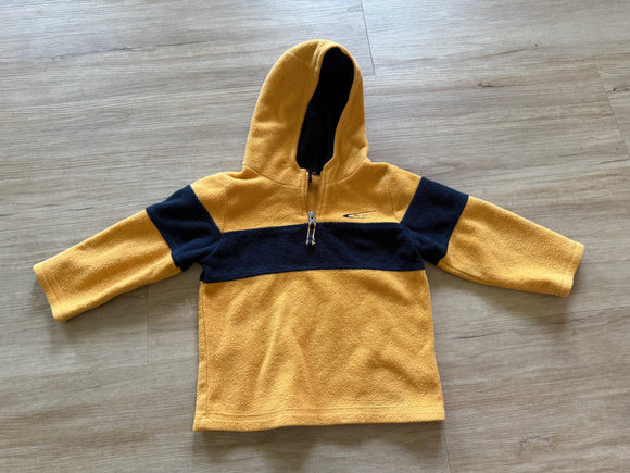 Children's Place Yellow/Navy Fleece Hooded Pullover, 3T