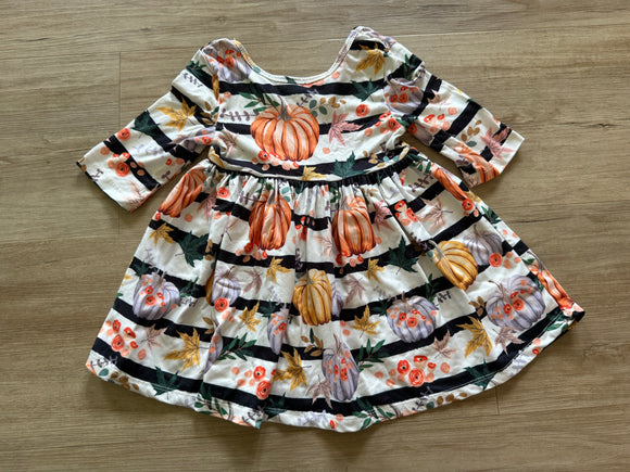Mila & Rose Pumpkin Striped Dress, 12-24M