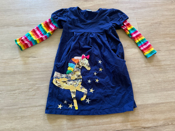 Unknown Brand Sequence Unicorn, Rainbow Dress, 4-5Y