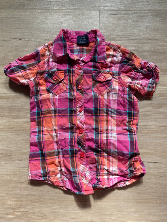 Faded Glory Plaid Button Down, XS(4-5)