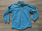 Wrangler Green/Blue Button Down, L(10-12)