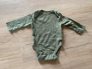 Olive Green Long Sleeve Onesie, 0-3M